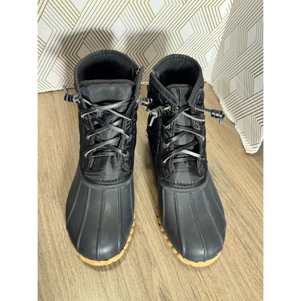 Nautica Orsay Women Black Quilted Duck Boots Ankle Rain Snow Size 8